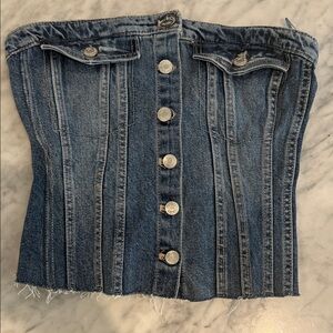 Zara Blue Denim Corset Tank Top
